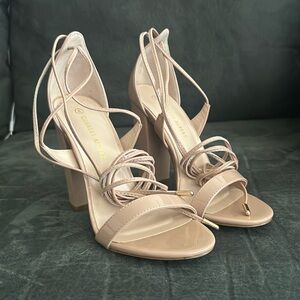 Charles Albert Tie Up Nude Heels - size 6
